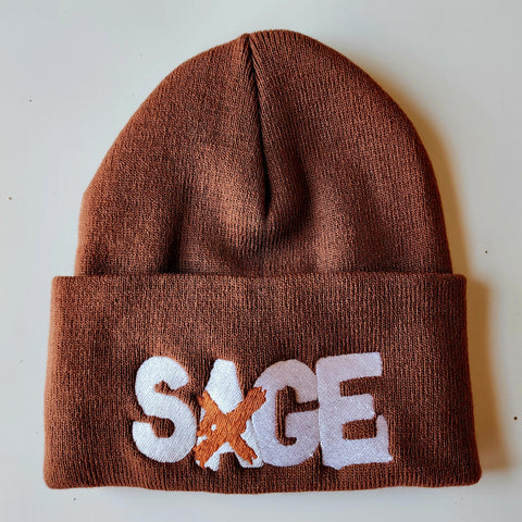 SAGE FRANCIS 'Copper Gone x AHD' COPPER-on-COYOTE BROWN Folded Brim Knit Hat