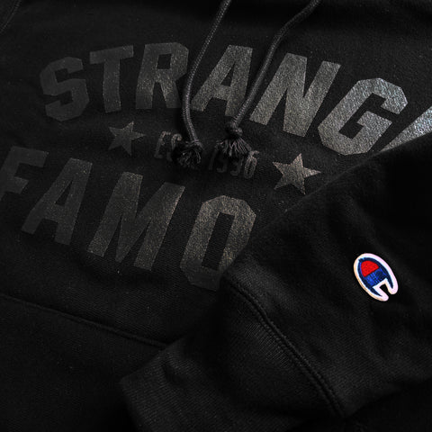 SFR x CHAMPION Black-on-Black Pullover Hoodie