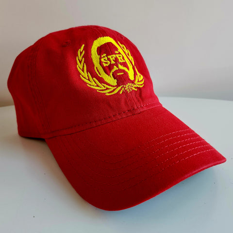 SFR Logo YELLOW-on-RED Dad Hat
