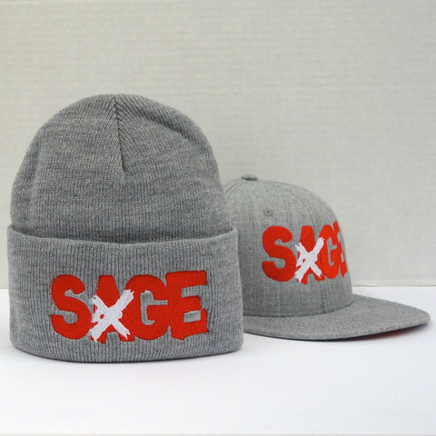 SAGE FRANCIS 'A Healthy Distrust' GREY Snapback+Knit Hat 2-PACK